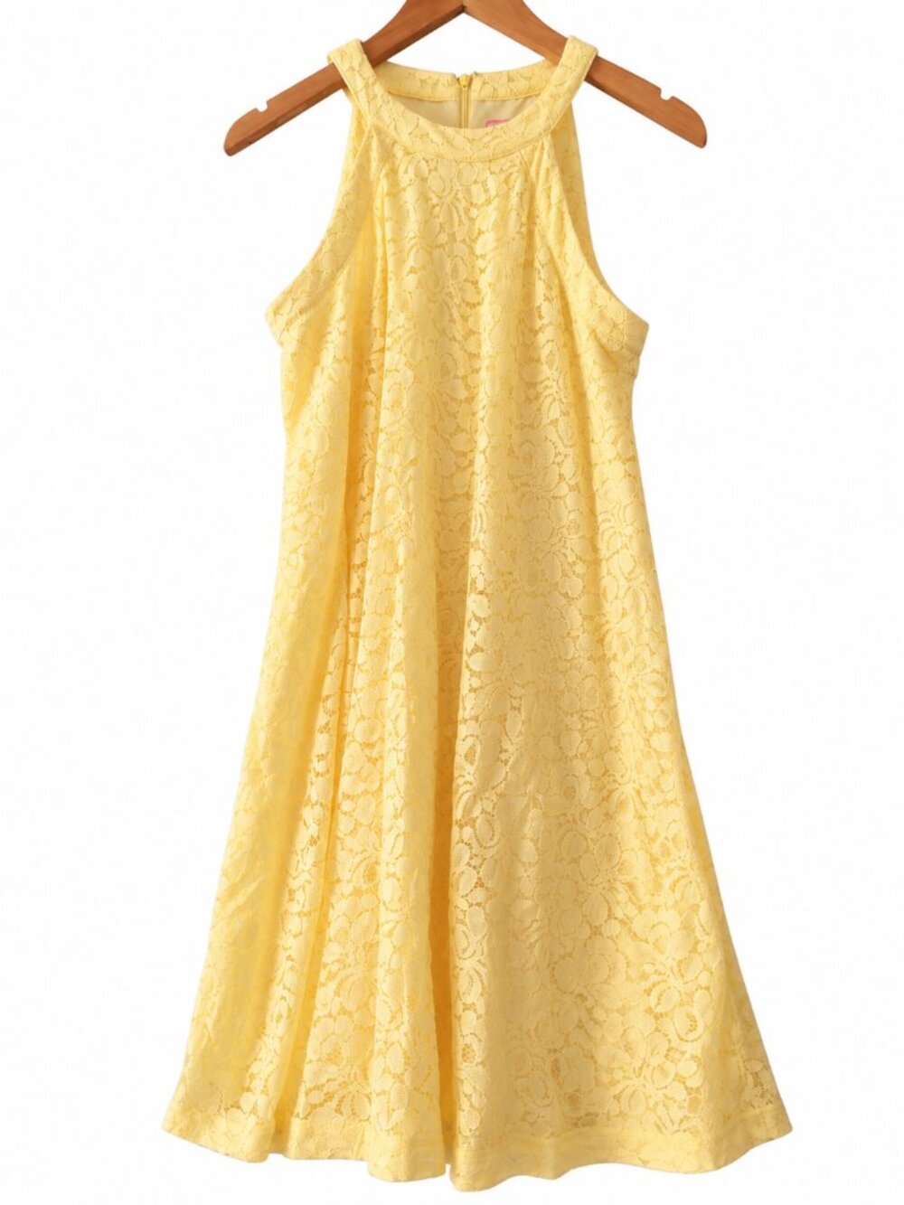 Betsey Johnson Pastel Yellow Floral Lace Sleeveless Shift Dress Coquette 6